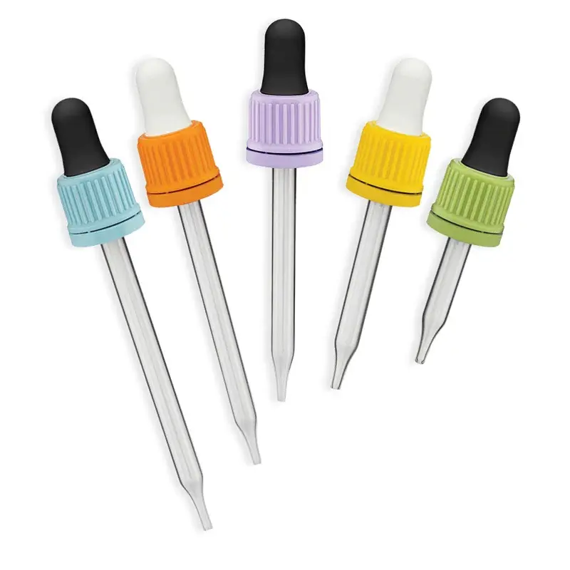 18/410 Colorful Silicon Screw Cap Dropper Pipette with PP Plastic Glass Tube for Bottle Usage