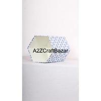 Panier en papier écologique fait main de 5 L, motif géométrique décoratif, couvercle en bois recyclable, type couvercle roulant, rectangulaire