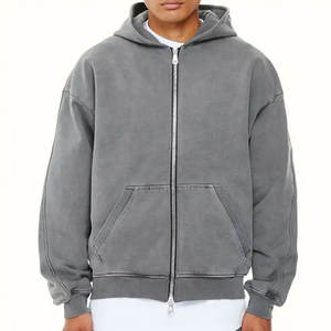 ผู้ชายผ้าฝ้าย 100% โลโก้ที่กําหนดเองวางไหล่Hoodiesเสื้อสเวตเตอร์มีฮู้ดเสื้อสวมหัวขนาดใหญ่เฮฟวี่เวทคู่Zip-Up Hoodieสําหรับชาย - Product Image 1