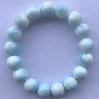 8mm 10mm 12mm pierre de Larimar bleue naturelle lisse forme ronde perles de pierres précieuses Bracelet cristaux de mode guérison réel vente en gros nouveau