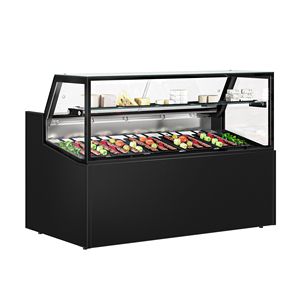 Meuble de comptoir - 1580x910mm - double vitrage - façade noire - éclairage LED - capacité 230 litres - Product Image 1