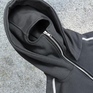 Logotipo personalizado Quarter Zip Doble con capucha Oversized Plain Ski Mask Full Face Cover Zip up Balaclava Hoodies para hombres - Product Image 4