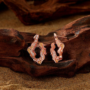 ต่างหูทรงหยดน้ำแบบไม่สมมาตรสีโรสโกลด์ Jeulia X Leyla Sunset Desert ทำจากเงินสเตอร์ลิง - Product Image 6