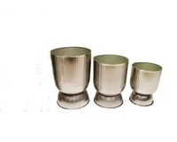 Set 2 Pot Bunga Bulat Modern dari Besi Ramah Lingkungan, Tahan Lama, Bergaya, Warna dan Ukuran Dapat Disesuaikan, Untuk Dalam/Luar Ruangan, Rumah & Taman