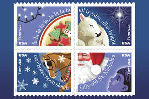 USA Vintage Noël Timbre Autocollant Packs <span class=keywords><strong>Forever</strong></span> Postage Mail Timbres Autocollant Album Postal Mailing Autocollants pour la décoration de fête - Product Image 4