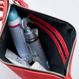 Genuine Leather Makeup <b>Bag</b> Cosmetiqueras Vegan Leather <b>Travel</b> Cosmetic Pouch with Zipper Closure LCB-0010 for <b>Toiletry</b> <b>Bag</b> - Product Image 5