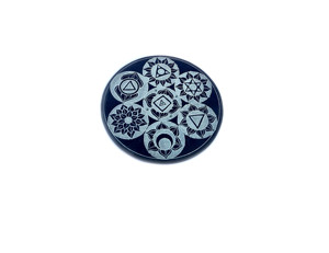 Soporte de varita de incienso de Color negro, piedra Natural, quemador de incienso, atrapamoscas con rueda de 7 Chakras, diseño circular, grabado a mano - Product Image 1