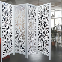 Paravent moderne à 4 panneaux, sculpté en bois, peint en blanc, translucide, fait main, pour la décoration intérieure et les anniversaires