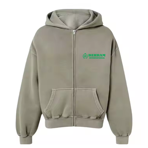 Sweat à capuche zippé en molleton de coton 500 GSM avec strass, séchage rapide, respirant, imprimé et brodé, personnalisé, unisexe - Product Image 1