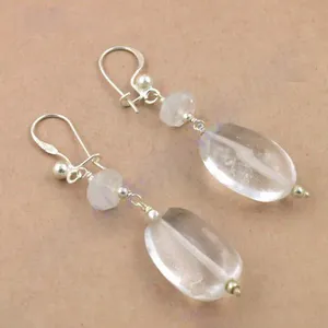 925 <b>Sterling</b> <b>Silver</b> Clear Quartz Drop <b>Earrings</b> for Women Elegant Crystal Jewelry Daily Wear & Gifting - Product Image 1