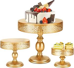 Soporte de Metal para servir pasteles, Juego de 3 soportes de Metal para servir tartas chapados en oro de alta calidad - Product Image 1