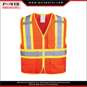Hot Sales Reflective Safety <b>Vest</b> Mens Unisex Workwear <b>Top</b> Sleeveless Reflective <b>Vest</b> Green High Visibility Safety <b>Vest</b> - Product Image 2