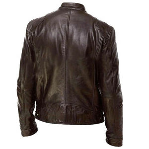 Nouvelle veste en cuir marron pour hommes et veste en cuir grande taille à la mode de moto avec logo personnalisé - Product Image 4