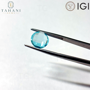 Pierres précieuses synthétiques de grenat YAG de type Paraiba bleu, cultivées en laboratoire, taille ronde briolette et taille checker, certifiées IGI, pour la fabrication de bijoux - Product Image 5