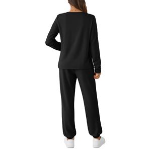 Nueva llegada de alta calidad 100% algodón francés Terry personalizar las mujeres cuello redondo sudaderas Joggers conjuntos chándal conjunto 2026 - Product Image 5