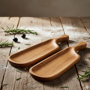 Plateaux de service en bois naturel durables avec finition lisse, lavables au lave-vaisselle et réutilisables pour la cuisine, la salle à manger, la décoration de la maison et l'utilisation hôtelière - Product Image 3