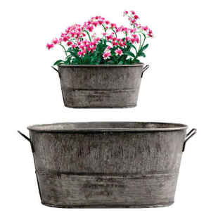 Macetas ovaladas galvanizadas Decoración de granja ideal larga para accesorios de jardinería Precio al por mayor de metal de hierro - Product Image 4