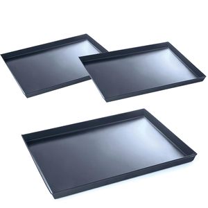 Set di 3 teglie per Pizza rettangolari 30x40cm in ferro blu per forni domestici e pizzerie per la cottura di pizze Focaccia dolci - Product Image 1