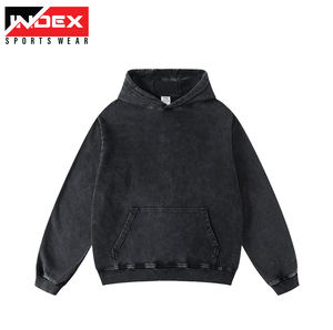 Sudadera con capucha holgada de poliéster 100% blanqueada personalizada para hombre, diseño recortado de hombros caídos de gran tamaño, sólido de invierno de peso pesado - Product Image 6