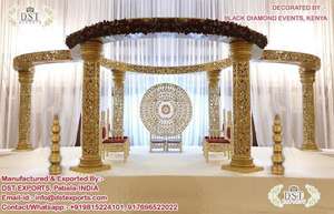 Impressive Wedding Golden Mandap <b>Set</b> Indian Wedding Mandap Setup Manufacturer New Design Best Wedding Mandap Sale Australia - Product Image 5