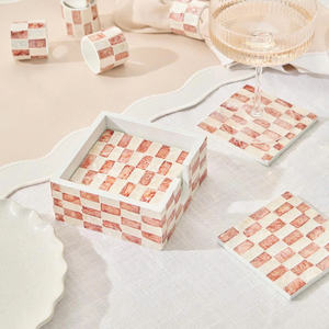 Modern Custom Natural MOP <b>Square</b> Coaster Set With Holder Creative Home Dining <b>Table</b> For Weddings & Party Decor - Product Image 2