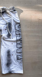 Custom Men's <b>Vintage</b> <b>Trousers</b> Casual Wide Leg Rhinestone Pants With Flared Design Made Fleece Fabric Flat Front Style - Product Image 3