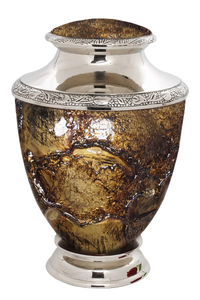 Urne commémorative moderne et alternative gravée de haute qualité Urne de trophée de création en métal priant pour l'homme avec urne de finitions élégantes - Product Image 2