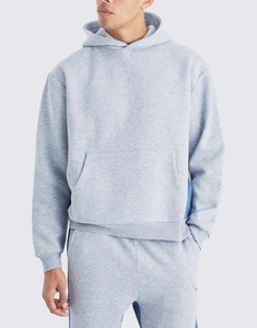 Streetwear personnalisé 100% coton pour hommes survêtement respirant à capuche surdimensionné épaules tombantes pantalon empilé jogging d'hiver deux pièces - Product Image 5