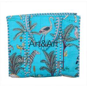 Grand sac fourre-tout pour femme élégant et écologique à imprimé floral bleu matelassé Fermeture ouverte Haute qualité Deux poignées Shopping quotidien - Product Image 6