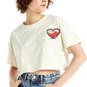 OEM Summer 100%Cotton Crop <b>Top</b> T Shirts Women Lavender Color Solid Soft Female Tees Casual Oversized Crop <b>Top</b> T Shirts for Girls - Product Image 4