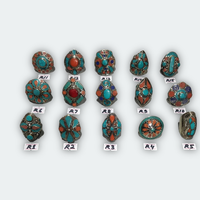Anillos Clásicos de Aleación de Cobre Plateados en Plata, Libres de Níquel, con Turquesa Creada en Laboratorio, para Hombre y Mujer, Hechos a Mano en Nepal, para Uso Diario