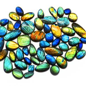 Cabochon de Labradorite Multi-Feu, Cristal Naturel Authentique, Fait Main, Bijoux en Fil Enroulé, Pierres Précieuses Libres pour la Fabrication de Bijoux, Dhorgems - Product Image 1