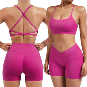 Ropa de rendimiento activo para niñas de algodón personalizada Sujetador deportivo con tiras Encaje Rodilla Skinny Booty Short Dancing Yoga Vintage Pattern - Product Image 1