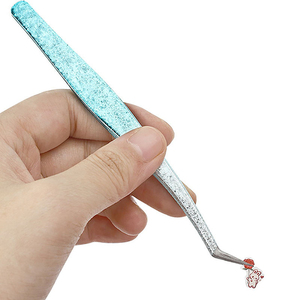 Professional Stainless Steel Lash Tweezer Curved Tip 10mm Length Comfortable Handle Smooth Tip for Easy Lash <b>Application</b> - Product Image 3