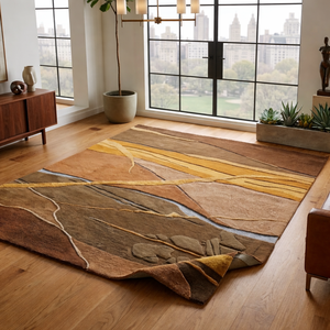 Juego de Alfombras de Lana/Seda Modernas Hechas a Mano por MAA&company, de Pelo Medio, Acolchadas, Antideslizantes, Ecológicas, de Color Sólido y con Respaldo de Lana - Product Image 1