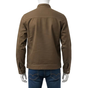 Mens Canvas Jacket With Mandarin Collar Cotton Twill Durable Outerwear Fashionable Casual <b>Coat</b> For Autumn Winter Daily Wear - Product Image 2