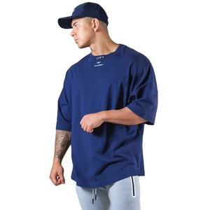 T-shirt surdimensionné pour homme Gym Bodybuilding Fitness Loose Casual Cotton Short Sleeve Microfiber Street T-Shirt - Product Image 1