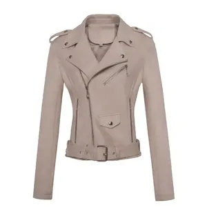 Veste en cuir d'hiver pour femmes de haute qualité, veste en cuir de mouton véritable, style moto, conception personnalisée OEM, approvisionnement - Product Image 4