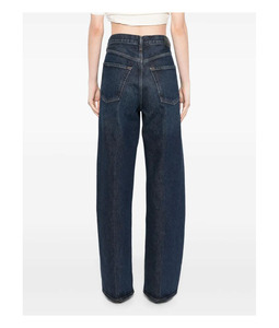 Pantalon en jean taille haute extra long personnalisé OEM pour femmes, tenue décontracté noir avec poches, style droit et design à bords bruts - Product Image 4