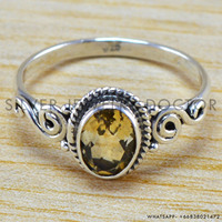 Bague en argent sterling 925 sertie de citrine naturelle ovale, bijoux fins faits à la main sur mesure, bagues de fiançailles et de mariage