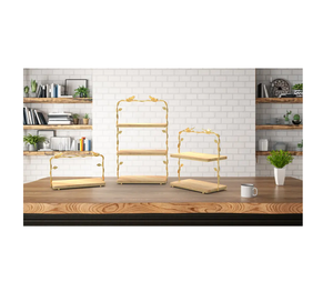 Premium Fancy Metal & Ceramic Combination 2 Tier Cake Tray Cake Stand Server Precio bajo Cake Stand Barato al por mayor Classic Look - Product Image 5