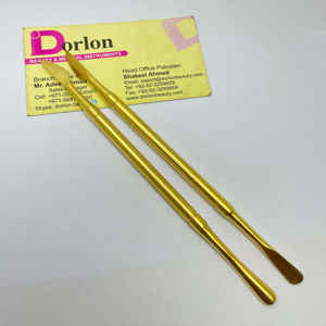 Pousse-cuticules en or mat en acier inoxydable à double tête, pousse-cuticules personnalisés avec logo, bâtonnet à ongles durable, outil de manucure, soin des ongles - Product Image 1