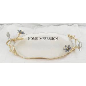 ถาดเสิร์ฟโลหะเคลือบทองคุณภาพสูงดีไซน์เนอร์แฟนซีไม่เหมือนใครพร้อมที่จับที่ดูน่าดึงดูดจากอินเดีย - Product Image 6