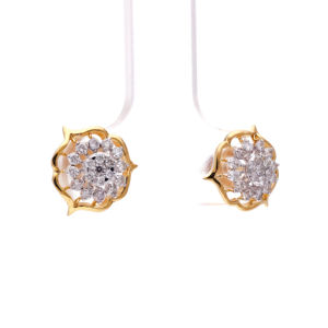 Luxury Two-Tone Floral Star Drop <b>Earrings</b> Gold Pav Leaf <b>Studs</b> <b>Small</b> Diamond <b>Earrings</b> - Product Image 3