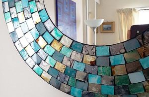 <b>Round</b> <b>Gold</b> Hued Multi Colored Decorative Mosaic Glass Wall <b>Mirror</b> Handmade Mosaic Tile Frame Accent <b>Mirror</b> From ARTISAN AURA - Product Image 6