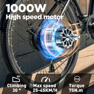 Bicicleta Eléctrica Urbana RANDRIDE YG70 de 27.5 Pulgadas, 48V 14Ah, Suspensión Delantera, Portaequipajes Trasero, Motor Central, Alcance de 50 km - Product Image 6