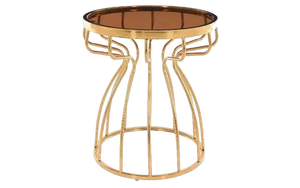 Mesa de centro moderna chapada en cobre personalizada mesa auxiliar de metal con tapa de mármol para el hogar sala de estar y decoración de hotel - Product Image 5