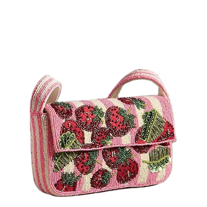 Le dernier sac à bandoulière à la mode et à la mode avec broderie perlée à la main de fraise mignon élégant de luxe par glowin fashion - Product Image 1