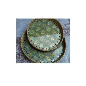 Plateau de service tissé de canne ronde élégante pour les fournitures de restaurant et d'hôtel plateaux de service de canne imprimés de haute qualité pour la vaisselle - Product Image 1