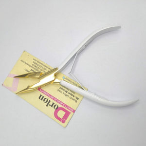 Alicates para extensiones de cabello con logotipo personalizado al por mayor, calidad sostenible, recubiertos de color blanco con punta chapada en oro, alicates para peinar el cabello - Product Image 1